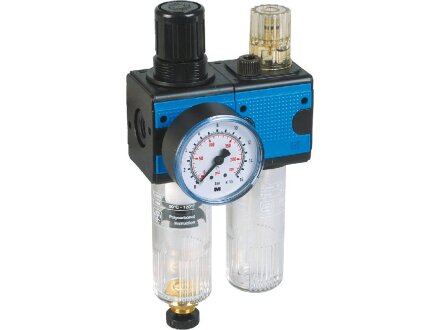 Wartungseinheit G 45383 WE2-H-G1/4i-160,2/6-ZS-MHA-B1 - 2-teilig Baureihe Bloc 1 mit manuellem/halbautomatischem Kondensatablass und Manometer