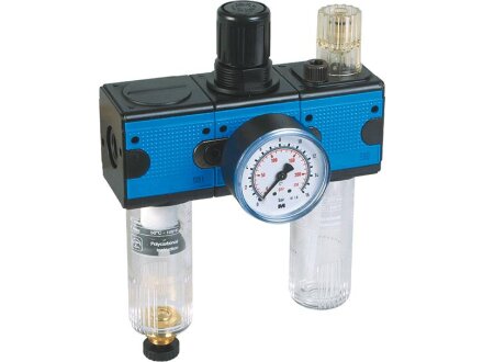 Wartungseinheit G 45507 WE3-H-G3/8i-16-0,1/3-PC-MHA-B1 - 3-teilig Baureihe Bloc 1 mit manuellem/halbautomatischem Kondensatablass und Manometer