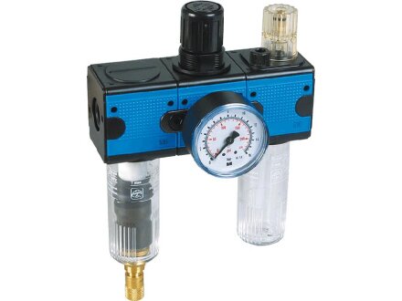 Wartungseinheit G 45507 WE3-H-G3/8i-16-1,5/10-ZS-AK10-B1 - 3-teilig Baureihe Bloc 1 mit automatischem Kondensatablass und Manometer