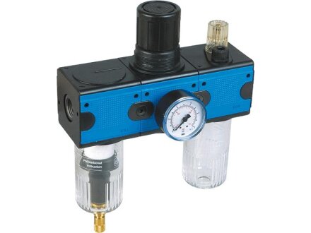 Wartungseinheit G 45323 WE3-H-G1/2i-16-1,5/6-PC-AK10-B3 - 3-teilig Baureihe Bloc 3 mit automatischem Kondensatablass und Manometer