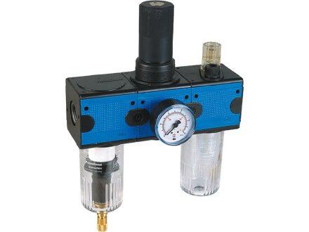 Wartungseinheit G 45323 WE3-HA-G1/2i-16-0,1/3-PC-AK10-B3 - 3-teilig Baureihe Bloc 3 abschließbar mit automatischem Kondensatablass und Manometer