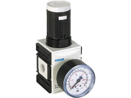 Druckregler G 45383 DR-H-G1/4i-16-0,5/16-PA66-PB1 - Baureihe ProBloc 1 mit Manometer