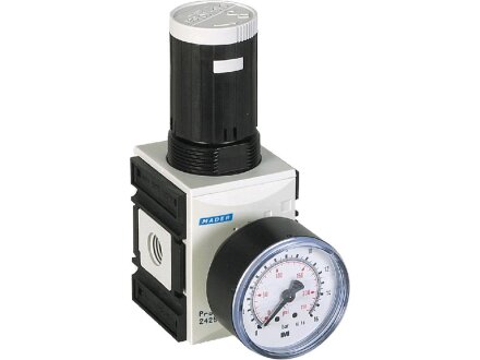 Druckregler G 45383 DRP-H-G1/4i-16-0,2/4-PA66-PB1 - Präzisions-Druckregler Baureihe ProBloc 1 mit Manometer