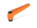 adjustable clamping lever, orange, with internal thread M6