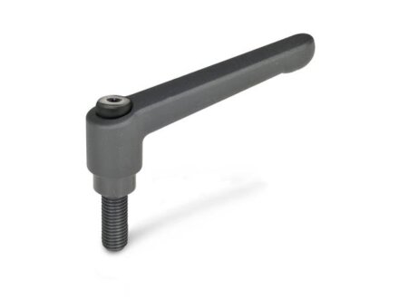 adjustable clamping lever, screw, black, M5x25mm, lever 45mm