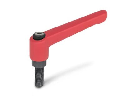 adjustable clamping lever, screw, red, M6x12, lever 63mm