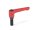 Verstelbare klemhendel recht, met schroef, M8x40 / rood GN302-63-M8-40-RS