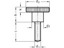 High burnished knurled screw, M5x16mm, steel