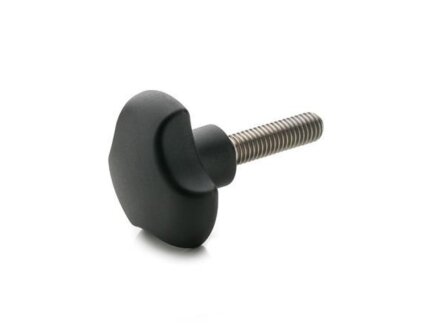 ELESA Three Star grip with stainless steel screw, 32mm diameter, M6, 20mm length, black