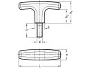 ELESA-T-Griff, 55mm Länge, mit M8 Gewinde, 25mm lang