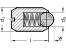 Federndes Druckstück mit Kugel, M3, Stahl, normaler Federdruck