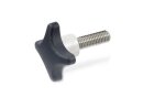 Stainless steel cross handle screw, handle thermoplastic, 32mm dia, M6x45