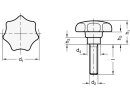 Star knob (thermoset), diameter 32mm / thread M6x30