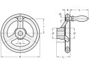 Volante con buje fuerte, Ø 125 mm / taladro 14 mm con ranura / con empuñadura