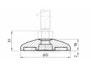 Plate 50, for fixed adjustable foot, plastic, with anti-slip plate