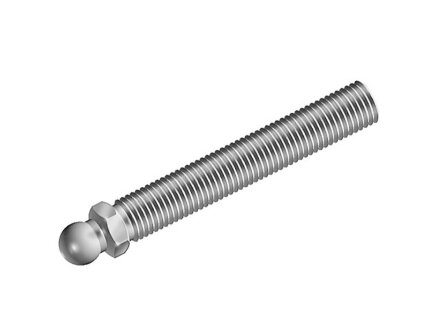 Varilla roscada, con bola 15 mm, M20x125, tamaño de llave 22, acero, cincado