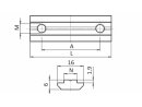 Conector de perfil NS, 16x6mm, ranura 8, alma guía, 2xM6, a = 7 / 36mm, l = 50mm, acero galvanizado, 2x tornillo ISO7380 forma B M6x8, 2x arandela DIN125