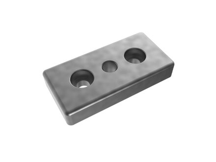 Placa de transporte y base, 50x100 mm, M14, orificios de montaje para tornillo M10, zinc fundido a presión, en blanco