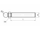Varilla roscada, con bola 22 mm, M20x125, tamaño de llave 22, acero inoxidable 1.4301 / 1.4305