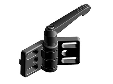Metal hinge, with clamping lever, 40x80mm, slot 8, with elongated holes, not detachable, die-cast zinc, black powder-coated