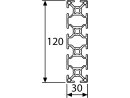 Perfil de aluminio 30x120L B tipo ranura 8, 2,81kg/m,...