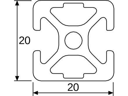 Profilato alluminio 20x20 scanalatura 5 tipo I