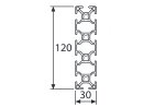 Perfil de aluminio 30x120 L tipo B ranura 8 ligero, plata  100mm