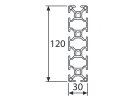 Profilo in alluminio 30x120 L tipo B asola 8 chiaro argento  100mm