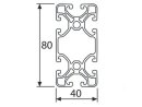 Profilo in alluminio 40x80 E asola tipo I 8 ultraleggero