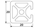 Design Aluminiumprofil 20x20 L 3 Nuten v. I Typ Nut 5 Alu Profil - Standardlänge  200mm