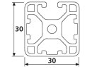 Aluminum profile 30x30 L 3 grooves covered I type 6 silver  2000mm