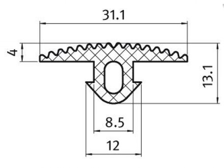 Abdeckprofil Kunststoff NBR I-Typ Nut 8 ca. 1000 mm, 8,01 €