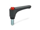 Flat adjustable clamping levers with release button,...