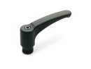 Safety clamping lever snaps in by pressing, threaded bush...