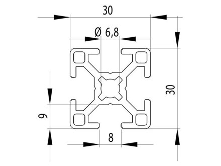 Profilé aluminium Bosch Rexroth 40x40L 2N, 2 rainures de 10 mm