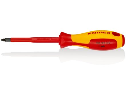 KNIPEX 98 25 02 Schraubendreher für Kreuzschlitzschrauben Pozidriv® isolierender Mehrkomponenten-Griff, VDE-geprüft brüniert 212 mm