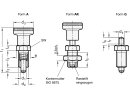 Kontermutter für Rastbolzen, Stahl brüniert, mit Knopf, mit Kontermutter, Ø5mm