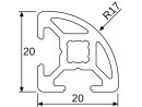 Designprofiel / aluminium profiel 20x20L - radius 17 -...