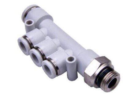 Fittings - GPKD6-401 Male reducer triple branch fitting (gray) G1/8