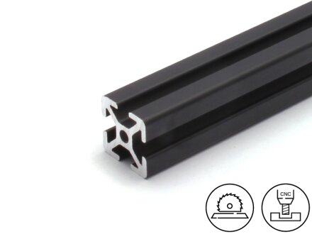 Aluminum Profile Black 20x20L I-Type Groove 5, 0,49kg/m, Customized Cutting 50 to 6000mm
