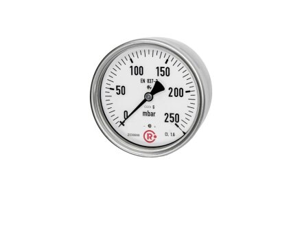 Kapselfedermanometer, G 1/2 hinten zentrisch, 0 - 60 mbar, Ø 100