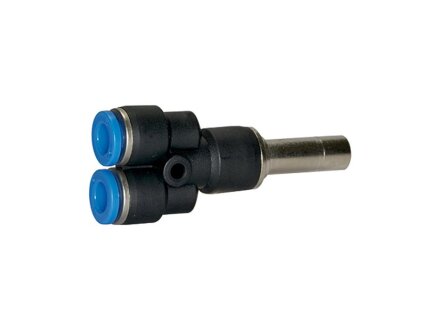 Y-Steckverbindung, Stecknippel 6 mm Blaue Serie mini, Schl.-Ø 4