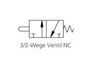 3/2-Wege-Miniaturventil mechan., Rollenhebel, NC, 4 mm seitlich