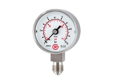 Standardmanometer, CrNi-Stahl, G 1/4 unten, 0 - 100,0 bar, Ø 40