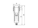 Filter GA, PC-Beh., Schutzkorb, 5 µm, BG 400, G 3/8, Ablass: VA