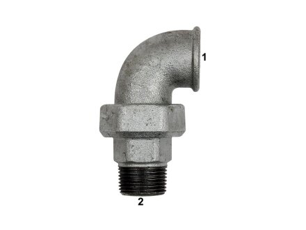 Verschraubung Bogen 98, IG/AG, Rp 3/4, R 3/4, schw. Temperguss