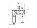 Wartungseinheit 3-tlg. variobloc, mit PC-Behälter, BG 2, G 1/2