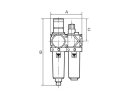 Wartungseinheit 2-tlg. variobloc, mit PC-Behälter, BG 1, G 1/4