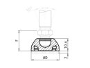 Hinged row 15 PA - threaded rod 14 with ball 15mm, M8x80, wrench size 60mm plate without anti-slip Plate