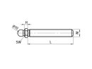 Piede snodato serie 15 PA - barra filettata, con sfera 15mm, M8X80, misura chiave 14. Piastra 60mm senza piastra antiscivolo